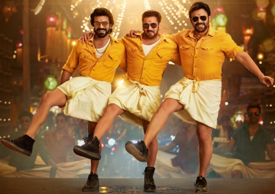  Salman, Venkatesh With Ram Charan Do Revamped Version Of 'naatu Naatu' Hookstep-TeluguStop.com