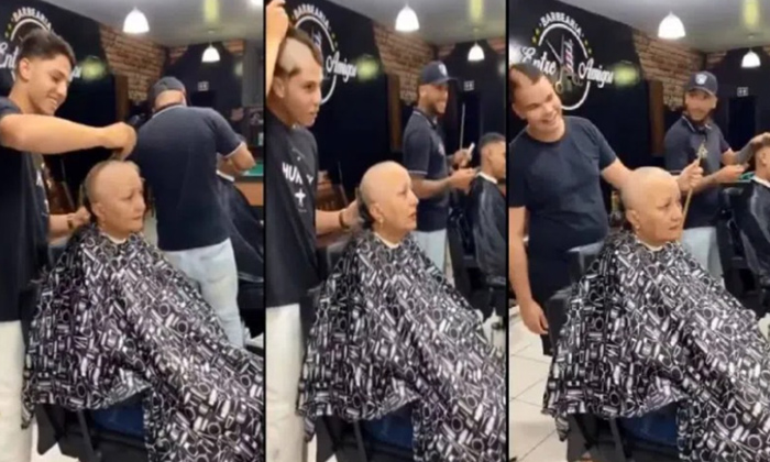  Man Tonsures Head In Solidarity With Mom Viral Video,cancer Treatment, Success,-TeluguStop.com