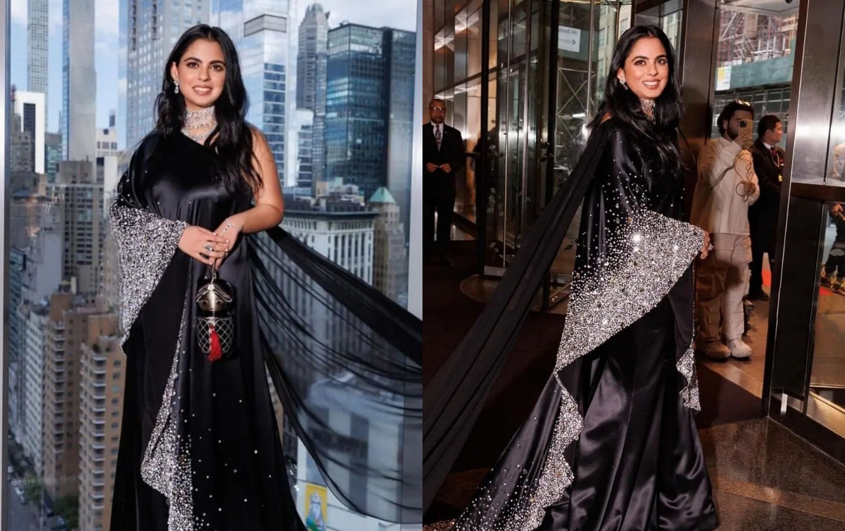  Isha Ambani Shines In A Reimagined Satin Saree At Met Gala 2023-TeluguStop.com