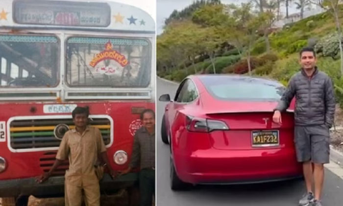  Karnataka Nri Gets A Bmtc Bus Registration Number To His Tesla ,karnataka , Nri-TeluguStop.com