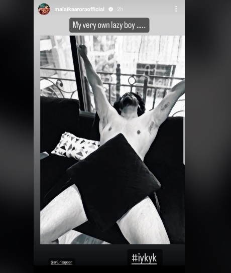  Malaika Arora Shares Almost Naked Picture Of Arjun Kapoor; Calls Him 'lazy'-TeluguStop.com