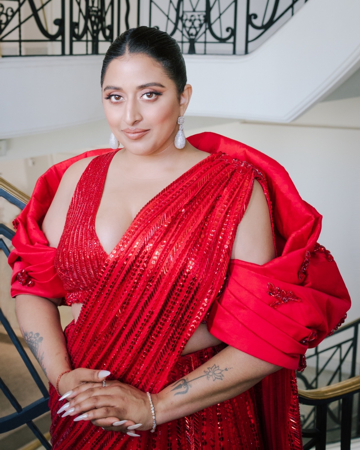  Raja Kumari Exudes Elegance, Oomph At Cannes In Caped Outfit By Manish Malhotra-TeluguStop.com