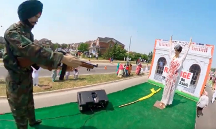Atrocity Of Khalistan Supporters In Canada.. Rally Showing The Assassination Of Atrocity Of Khalistan Supporters In Canada.. Rally Showing The Assassination Of-TeluguStop.com