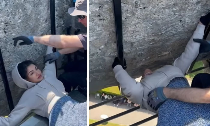 Actress Honey Rose Risky Stunt Blarney Stone Actress Honey Rose Risky Stunt Blarney Stone-TeluguStop.com