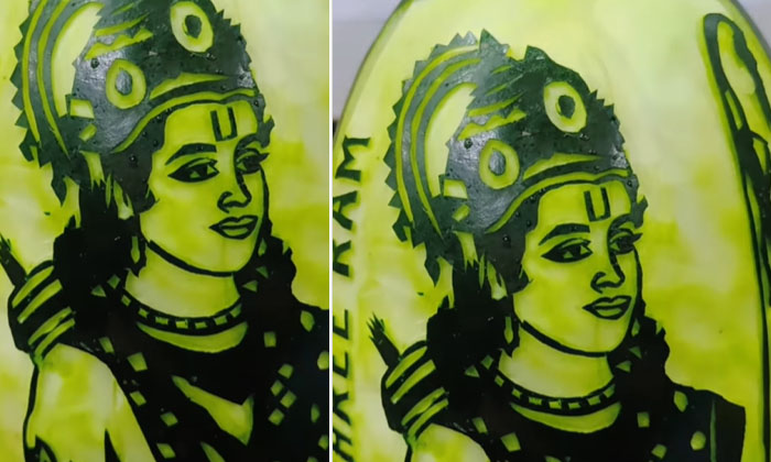 Sri Rama On Watermelon.. Chef Surprised With Amazing Art.. M Lord Shri Rama, Inc-TeluguStop.com