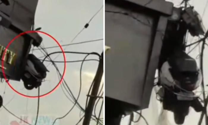Scooter Stuck In Electric Wires Vidoe Viral Details, High Voltage, Wires, Struc Scooter Stuck In Electric Wires Vidoe Viral Details, High Voltage, Wires, Struc-TeluguStop.com