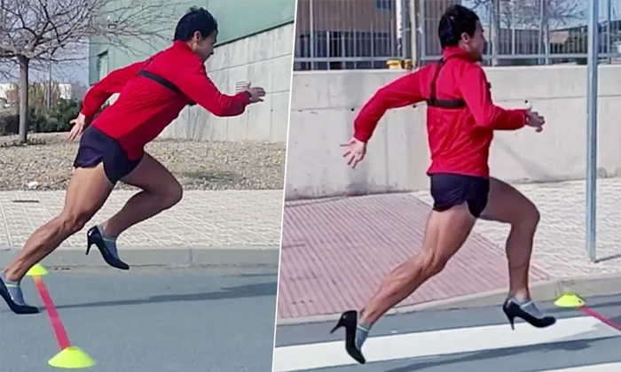  Spanish Man Breaks 100-metre Sprint Record Wearing High Heels Details, Heels, Ma-TeluguStop.com