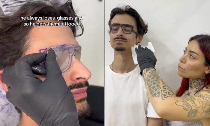 Viral Video Of Man Tattoed Spects On Eyes Details, Spects Tattoo, Latest News, V-TeluguStop.com