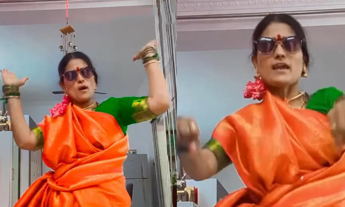  Woman Energetic Dance Moves In Saree And Sunglasses Video Viral Details, Dance V-TeluguStop.com