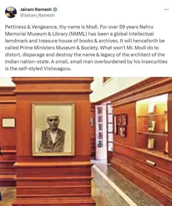  Congress Slams Centre's Decision To Rename Nehru Memorial Museum & Library-TeluguStop.com