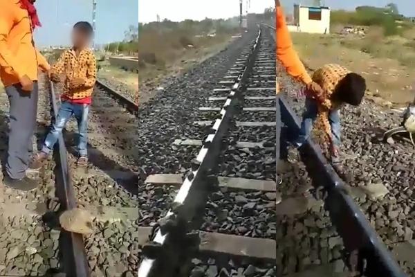  Video Of Boy Placing Stones On Railway Track In K'taka Goes Viral-TeluguStop.com