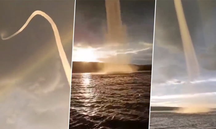  Golden Waterspout On Russias Kama River Video Viral Details, Viral, Viral Latest-TeluguStop.com