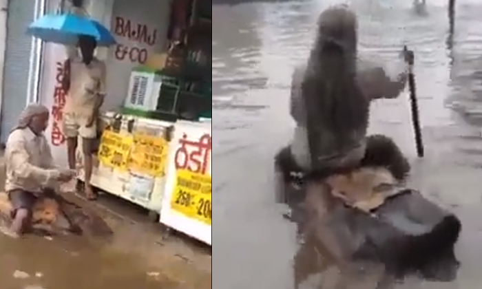 Telugu Brave, Flood, Floods, Heavy Floods, Stick, Tree Log-Latest News - Telugu