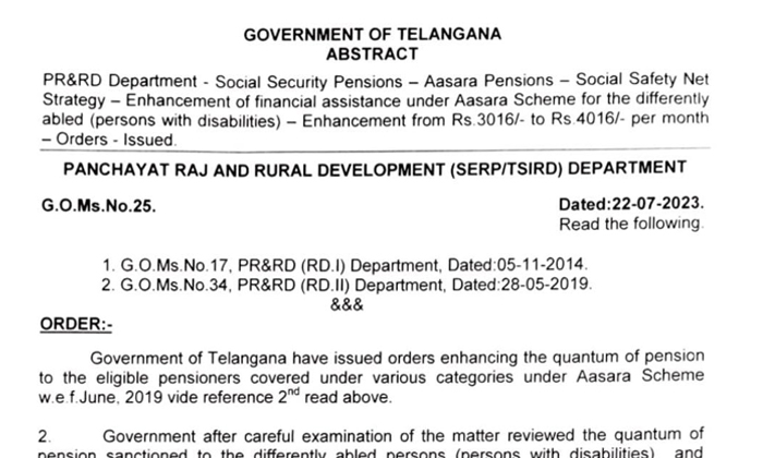  The Pension Of Rs.3,016 For The Disabled Will Now Be Rs.4,016, Orders Issued , R-TeluguStop.com