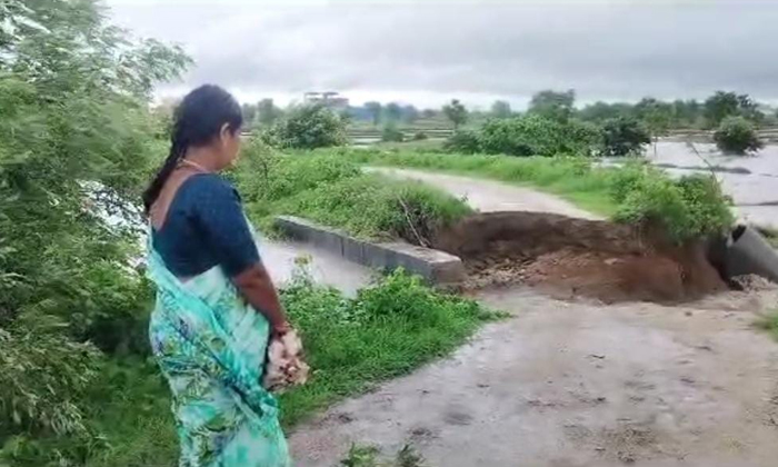  Thimmasikunta Was Cut Off By The Flood, Thimmasikunta , Flood Water, Heavy Rains-TeluguStop.com