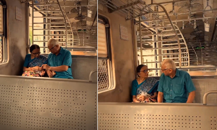  Video Of True Love Between Elderly Couple On Kolkata Local Train Goes Viral Deta-TeluguStop.com