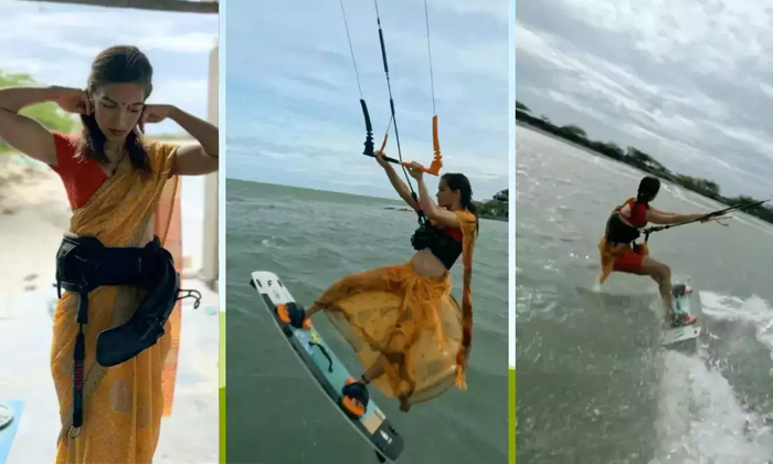  Woman Kite-surfs In A Saree Video Viral Details, Saree, Surfing, Viral News, Vir-TeluguStop.com