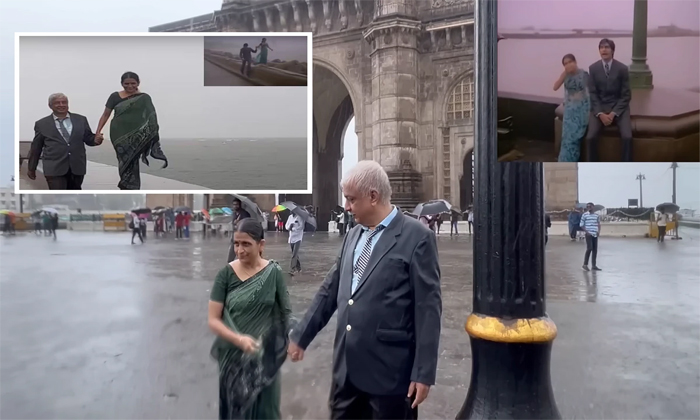  Elderly Couple Re-enact The Popular Song Rimjhim Gire Sawan Song In Mumbai Deail-TeluguStop.com