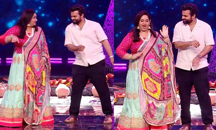  Sai Dharam Tej Dance With Actress Radha In Neethone Dance Show-TeluguStop.com