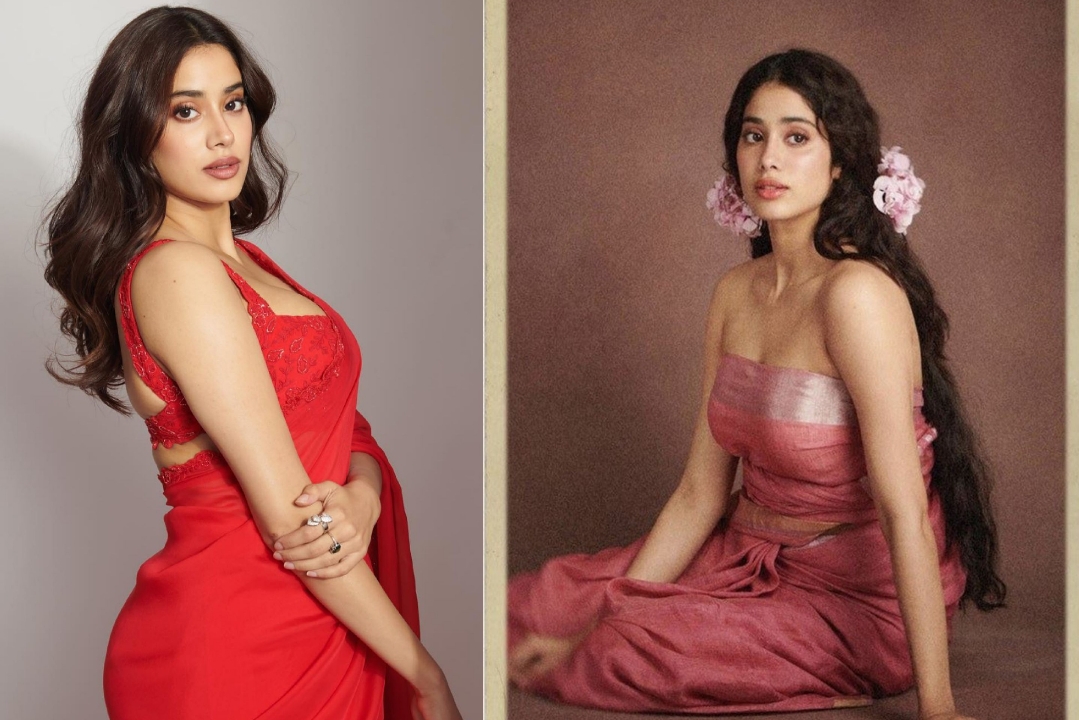  Janhvi Kapoor’s Ethereal Portrait: A Handwoven Saree Transforms Her Into A-TeluguStop.com