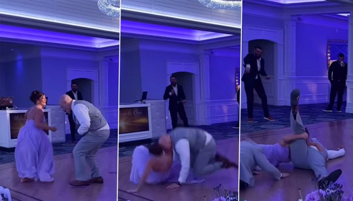  Funny Fight Between Couples During Wedding Reception Entrance Video Viral Detail-TeluguStop.com