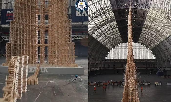  Huge Domino Structure Comes Tumbling Down After Guinness World Record Details, W-TeluguStop.com