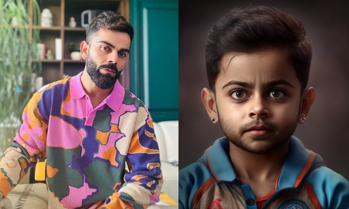  Ai-generated Images Of Indian Cricketers As Toddlers Rohit Sharma Ms Dhoni Virat-TeluguStop.com