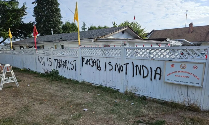  Ahead Of Khalistan Referendum Another Hindu Temple Vandalised In Canada Details,-TeluguStop.com