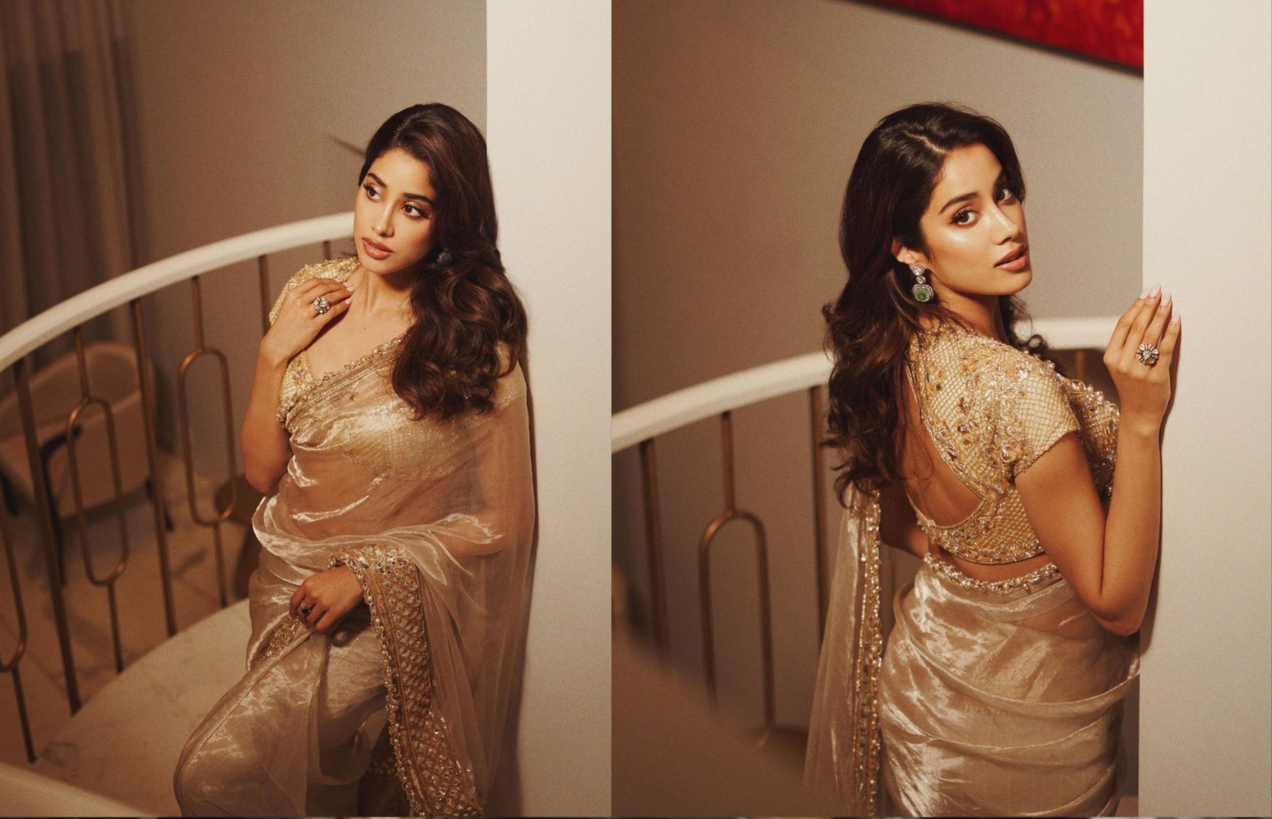  Janhvi Kapoor Looks Stunning In Exquisite Saree, Fans Draw Comparisons To Sridev-TeluguStop.com