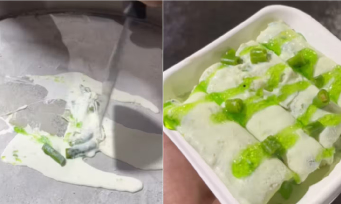  Chilli Roll Ice Cream Surat Viral Video,viral News, Latest News, Food Combinatio-TeluguStop.com