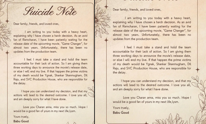 Telugu Dil Raju, Game Changer, Ram Charan, Shankar, Letter, Tollywood-Movie