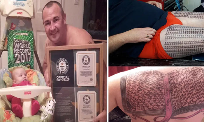  Uk Father Retakes Record With 667 Tattoos Of Daughter Name,guinness World Record-TeluguStop.com