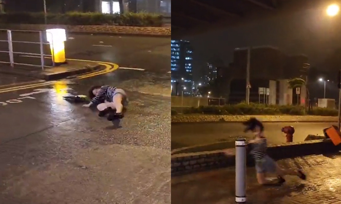  Woman Slammed Onto The Ground Due To Extremely Powerful Winds Details, Typhoon,-TeluguStop.com