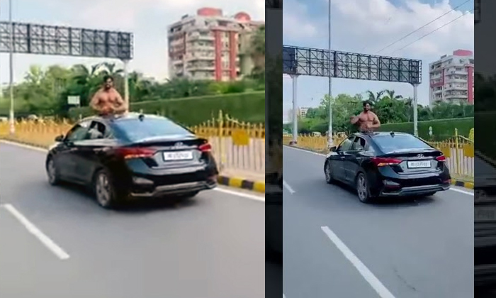 Telugu Car Stunt, Cars Sunroof, Challan, Hyndai Verna, Latest, Fine, Pack, Sunro