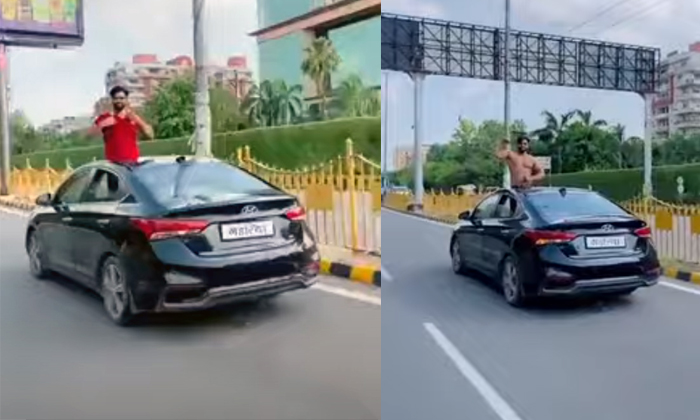 Telugu Car Stunt, Cars Sunroof, Challan, Hyndai Verna, Latest, Fine, Pack, Sunro