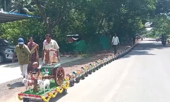  Ganesh Nimarjan On 32 Small Trolleys In P Gannavaram, Ganesh Nimarjan ,32 Trolle-TeluguStop.com