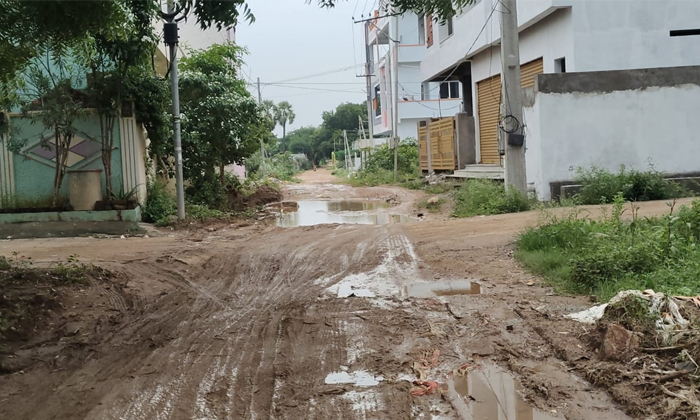  Kodad Bhavani Nagar Colony People Facing Problems With Mud Road Due To Heavy Rai-TeluguStop.com