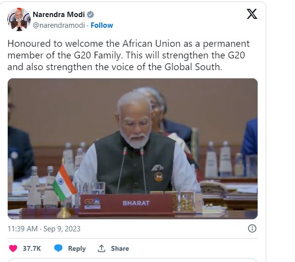  New Membership In G20.. Modi Welcomes African Union-TeluguStop.com