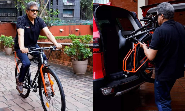  Anand Mahindra Riding The Worlds First Foldable Diamond Frame Ebike Details, Ana-TeluguStop.com