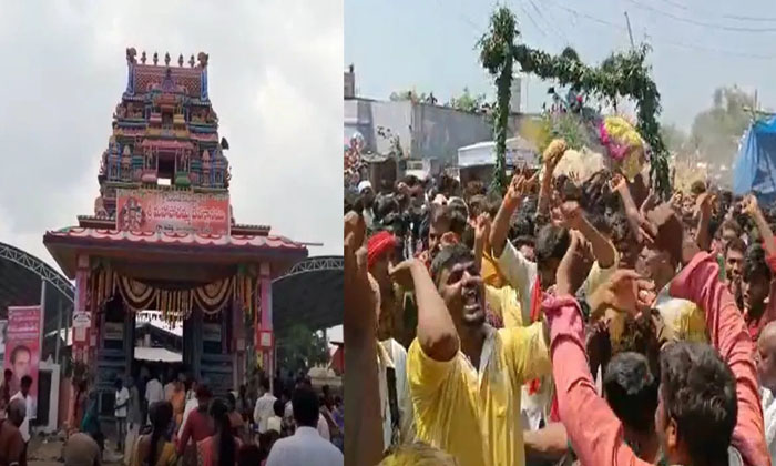  Audelli Pochamma Temple Fair Held In Grandeur Devi Sharannavaratri , Audelli P-TeluguStop.com