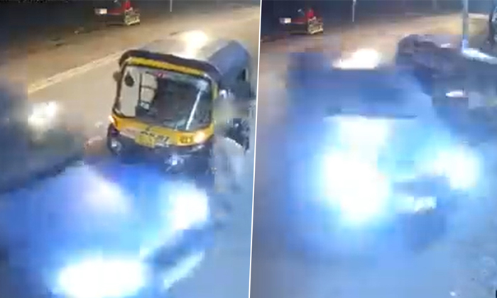  Out-of-control Car Collides With Autorickshaw In Goregaon Details, Viral News, L-TeluguStop.com