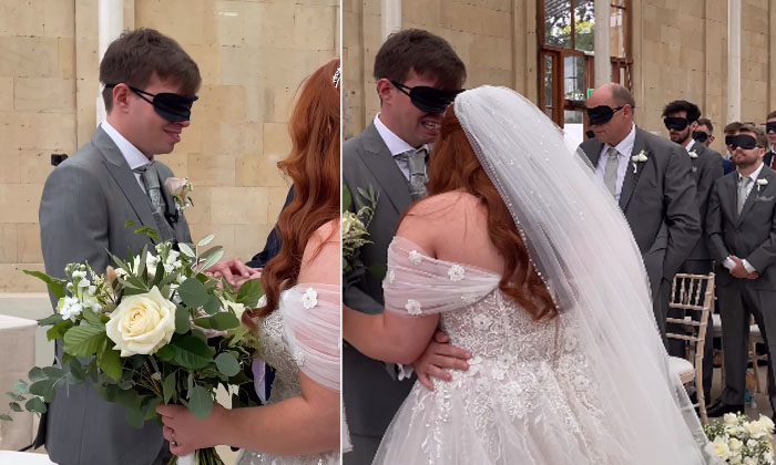  Viral: The Bride Blindfolded The Groom And The Guests At The Wedding Ceremony Be-TeluguStop.com