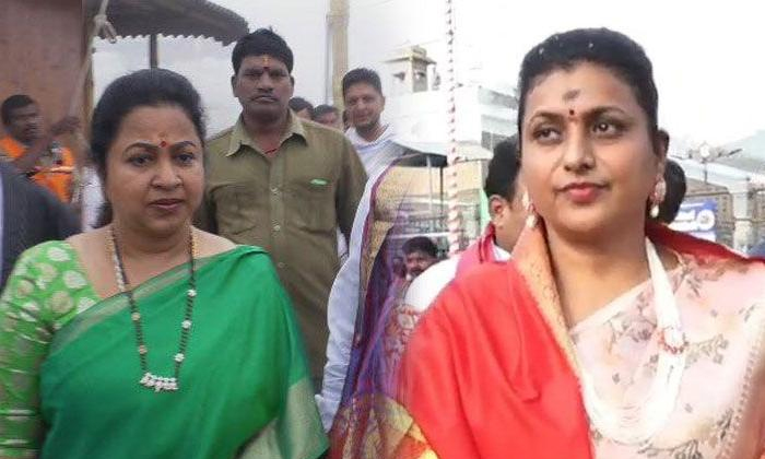  Heroines Support To Minister Roja , Minister Roja, Radhika, Khushbu, Navneet Kau-TeluguStop.com