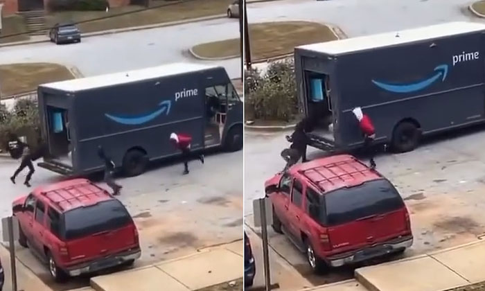  Amazon Delivery Truck Robbed In America , Amazon Delivery Van, America , Robbery-TeluguStop.com