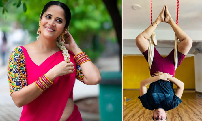  Anasuya Latest Gym Workout Photos Goes Viral, Anasuya, Gym ,work Out ,-TeluguStop.com