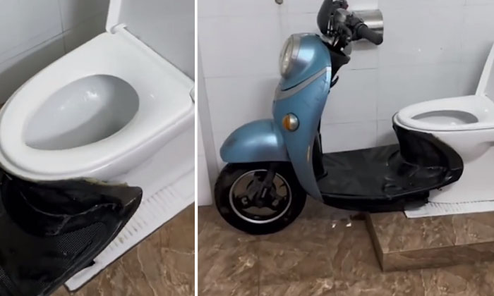  A Toilet In A Scooty Style This Is What Happens When You Turn The Accelerator ,-TeluguStop.com