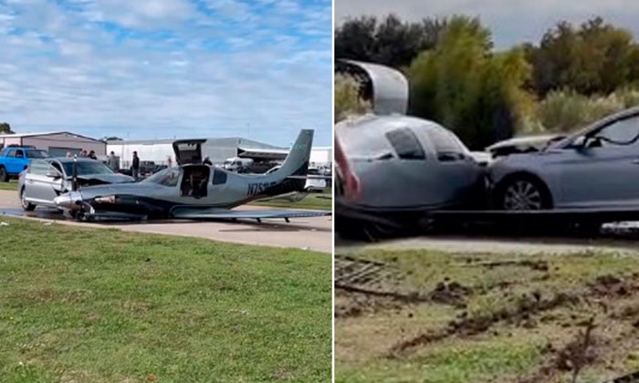  Atrocious In Texas A Plane Hit A Car The Video Is Viral , Viral News, Vira-TeluguStop.com