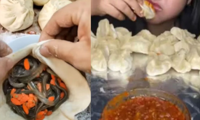  Chinese Chef Feeling Live Worms In Food Item Video Momos, Worms, Momo , Chinese-TeluguStop.com