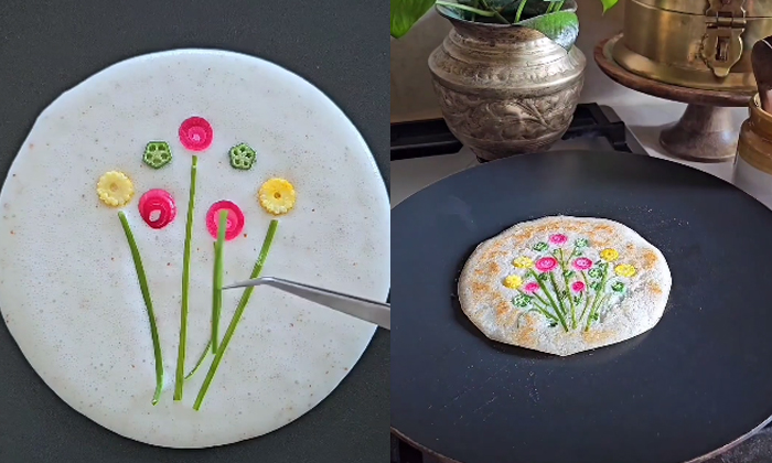 Chef Transforms Ordinary Uttapam Into A Beautiful Art Video Viral Details, Viral-TeluguStop.com