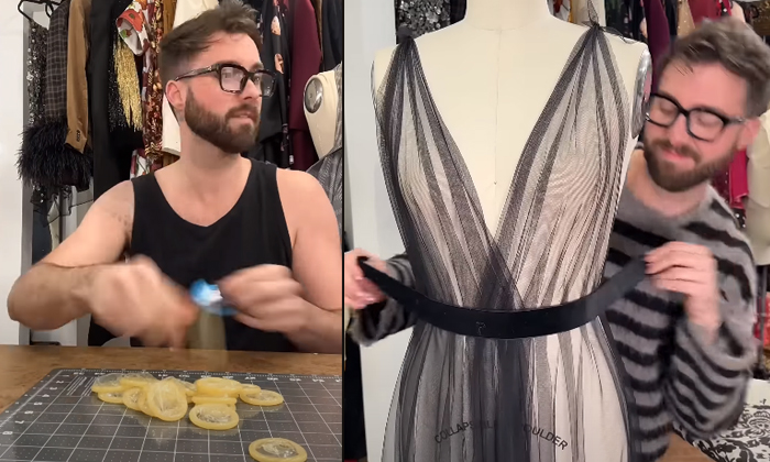  Designer Gown Made Out Of Expired Condoms Video Viral Details, Condom Dress, Gun-TeluguStop.com